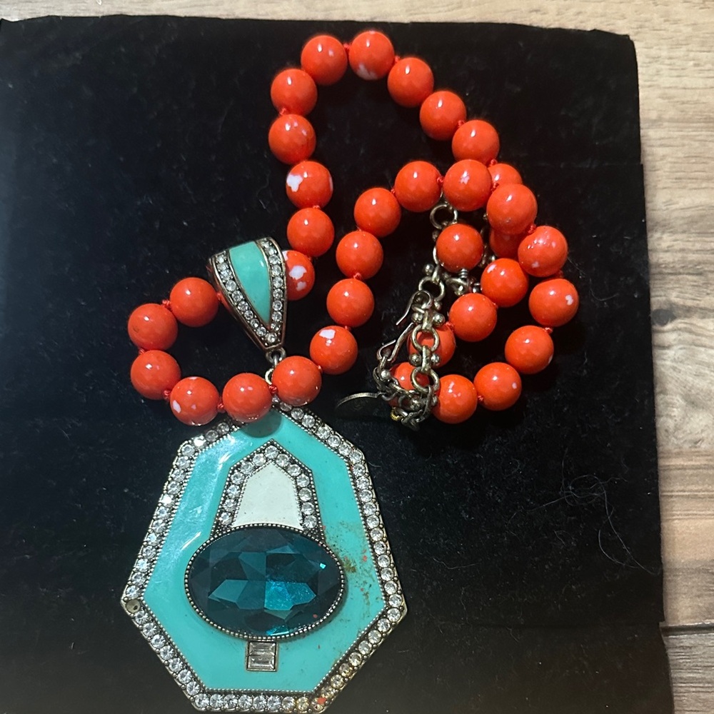 Heidi Daus Coral and Turquoise Necklace